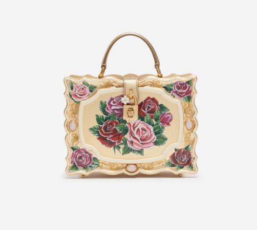 Dolce&Gabbana / ドルチェ＆ガッバーナ　花柄　フラワー
DOLCE BOX バッグ ゴールドウッド ハンドペイント
$9,195